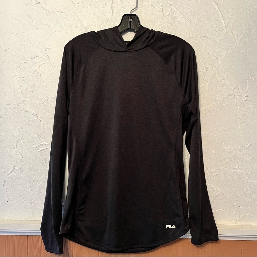 Fila Long Sleeve Grey Hooded Top Size Large